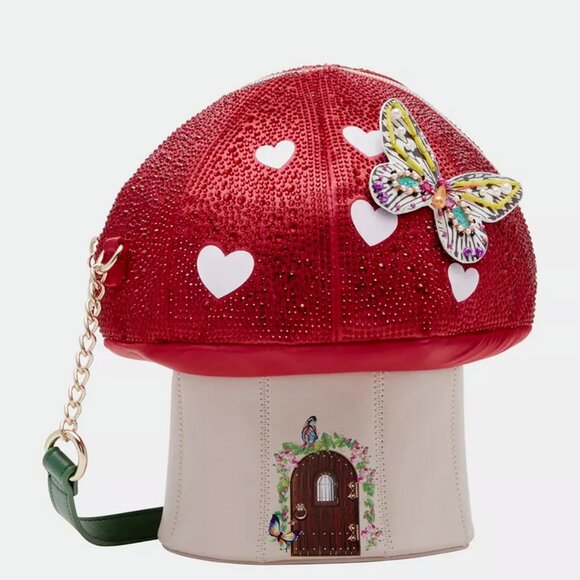 Betsey Johnson Kitsch Mush Love Crossbody Bag Mushroom & Butterfly New Sealed - Picture 4 of 14